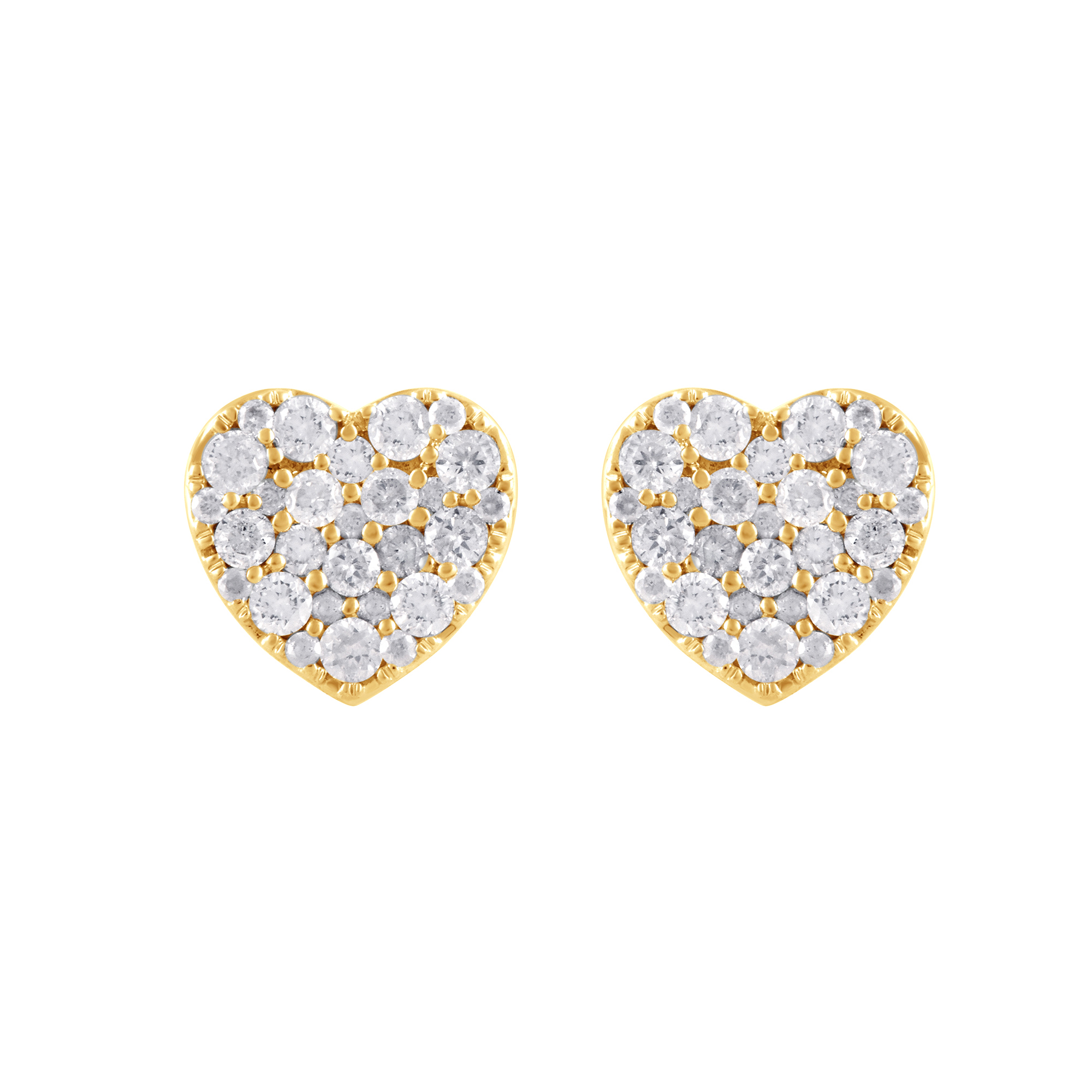 Brilliance Fine Jewelry 1/2 Ct Diamond Women's Heart Stud Earrings in 10K Yellow Gold