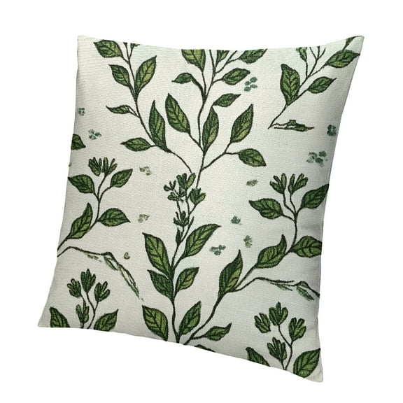 Autua Green Floral Pillow Covers, Blockprint Flower Outdoor Decorative Wildflower Throw Pillows Neutral Floral Couch Cushion Case for Chair Sofa Bedroom Living Room 12x12in