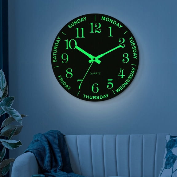 12" Large Luminous Wall Clocks Glow In The Dark Silent Digital Clock Home Decor