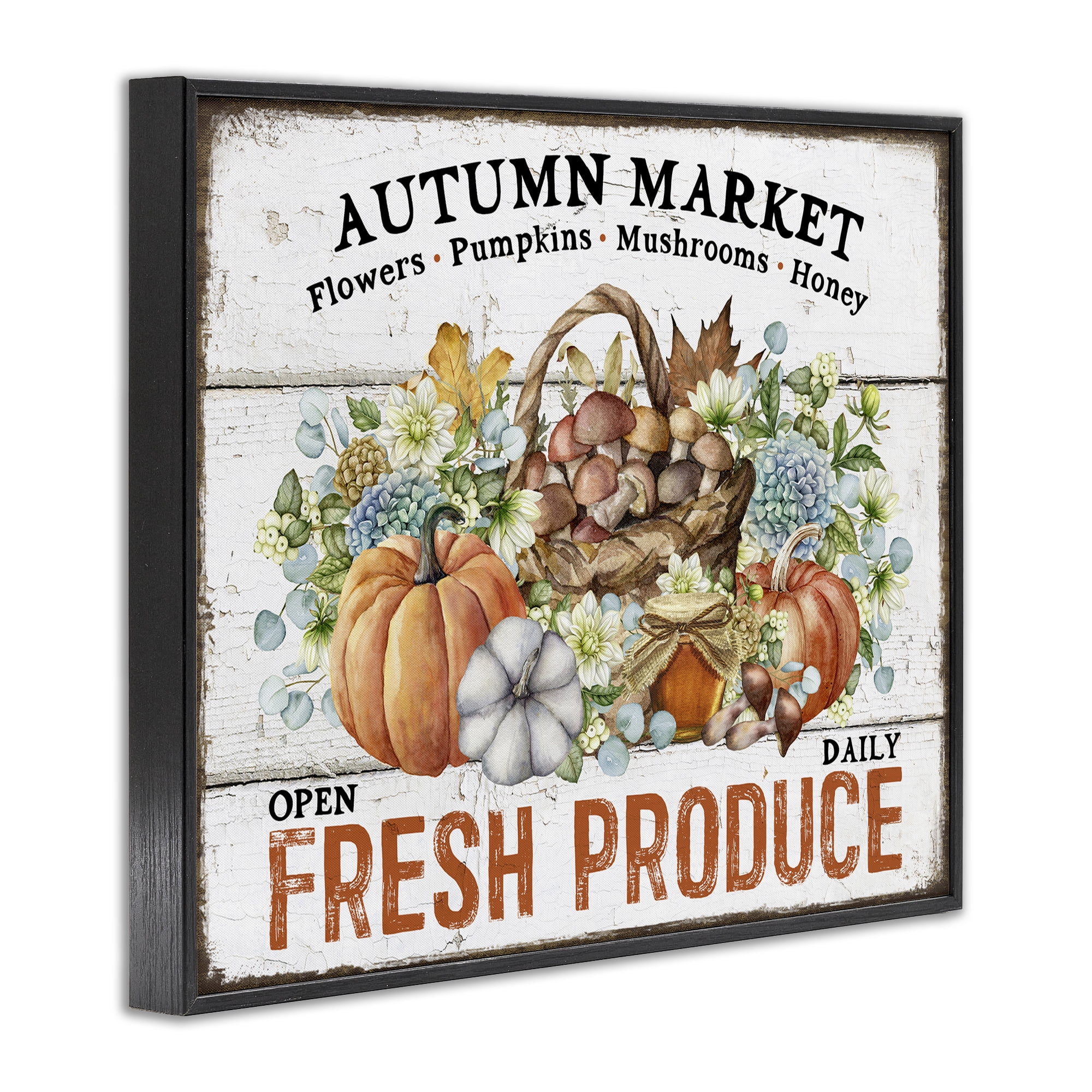 Stupell Industries Fresh Fall Produce Holiday Painting Black Framed Art Prints Wall Art, 30 x 24