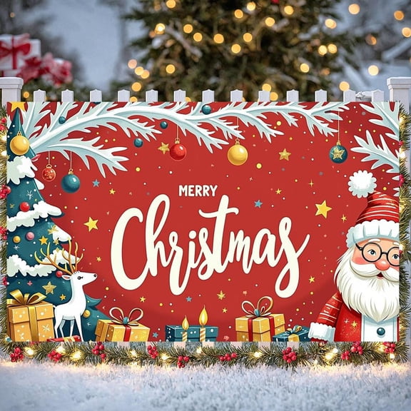 Festive Design Merry Christmas Santa Claus Decorative Banner for Holiday Party Indoor Decoration Holiday Celebration