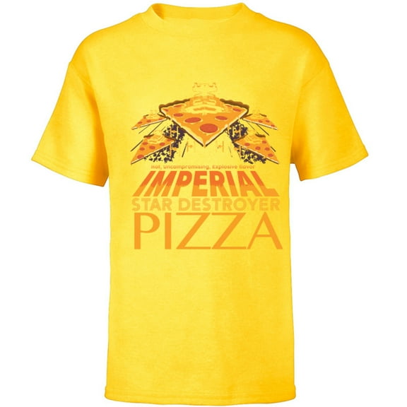 Star Wars Imperial Star Destroyer Pizza - Short Sleeve T-Shirt for Kids - Customized-Yellow