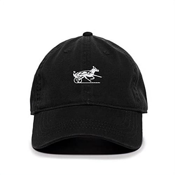 Tech Design Horse Racing Baseball Cap Embroidered Cotton Adjustable Dad Hat Black