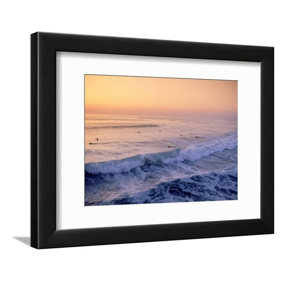 Surfers, Mission Beach, San Diego, California Framed Print Wall Art By James Lemass