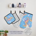 thumbnail image 5 of 5 Pcs Kitchen Set Heat Resistant Oven Mitts and Non-Slip Pot Holders with Adjustable Cooking Apron Cartoon Seahorse and Bubbles, 5 of 6