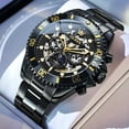 thumbnail image 3 of OLEVS Automatic Watches for Men Skeleton Self Winding Mechanical Fashion Dress Chronograph Moon Phase Stainless Steel Waterproof Luminous Mens Wrist Watches Gift Reloj Para Hombre, 3 of 16