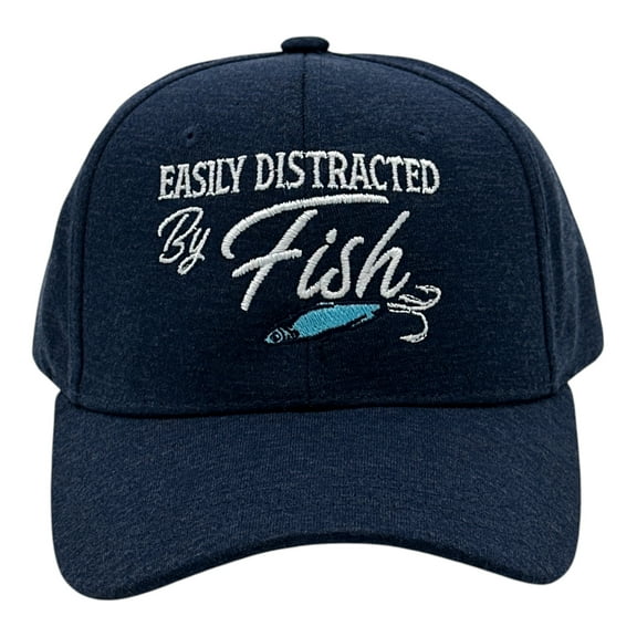 Easily Distracted By Fish Hat Funny Sarcastic Fishermen Graphic Novelty Cap