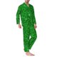 thumbnail image 2 of Balery Green Glitter Pijama para Hombre de Dos Piezas con Manga Larga, Conjunto de Dormir y Descanso Suave con Bolsillos-XX-Large, 2 of 7