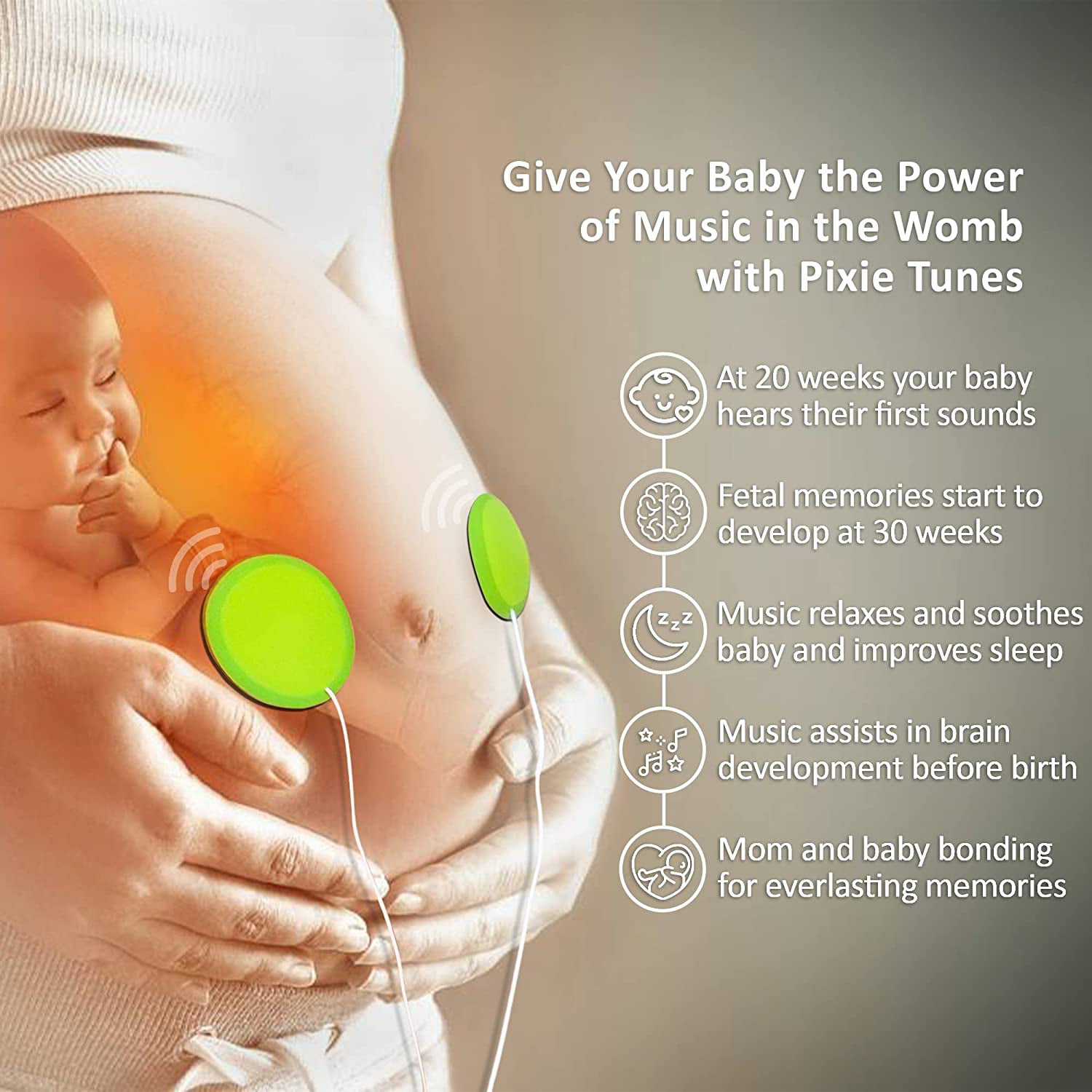 Melodies Womb Headphones Placed On Pregnant Stock Photo 2363589935