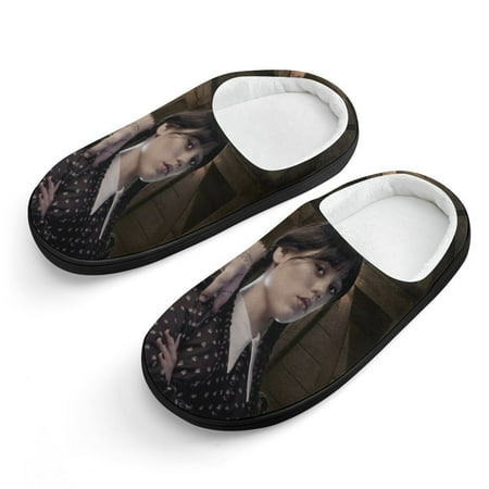 

Wednesday Slippers for Kids Cute Soft Plush Anti-slip Fluffy Fuzzy House Slippers Warm Soft Plush Non-Slip Indoor Outdoor Slip-on Shoes for Boys Girls