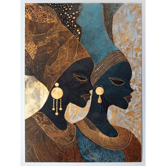 UXIEQU African Woman Abstract Canvas Wall Art 15.75x11.81 Inches