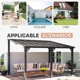 thumbnail image 6 of BaPiPro 14'x10' Hardtop Gazebo, Wall Mounted Lean-To Pergola for Patio, Aluminum Frame & Polycarbonate Roof, Waterproof Outdoor Canopy for Backyard, Porch, Deck, 6 of 7