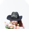 thumbnail image 4 of 2 sombreros de vaquero a la moda, gorra de estilo occidental, ropa de disfraz, tiara decorativa parpadeante para fiesta negro y rosa Sunnimix Sombrero de vaquero, 4 of 4