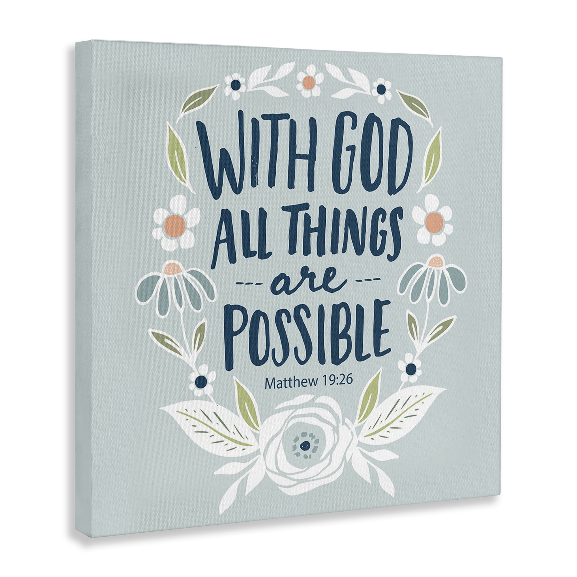 Stupell Industries All Things Possible Verse Religious Painting Gallery Wrapped Canvas Art Print Wall Art, 17 x 17