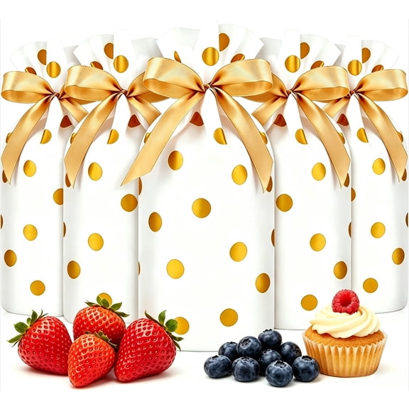 20pcs Treat Bags Party Favor Bags Gold Plastic Drawstring Candy Goodies Food Storage Bags Gift Wrapping Package