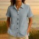 thumbnail image 5 of Tops Sueltos Casuales para Mujeres Moda No Posicionamiento Impreso 3/4 Manga V-Cuello Blusa con Poliéster Suave, Cómodo Top para el Uso Diario en Casa O Trabajo, 5 of 6