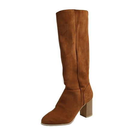 

fvwitlyh Boots for Women Suede Knee High Boots for Women Wide Calf Fashion Autumn Winter Women Mid Calf Boots High Womens Wide Calf Boots