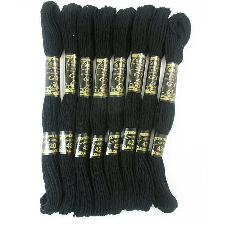 96/48/12pcs 8m Embroidery Thread Cotton Cross Stitch Threads Black