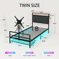 thumbnail image 3 of LFGUIZO Twin Size Gaming Bed Frame with TV Mount and Charging Station, Black Metal Platform Bed with All-Around LED Lights and Underbed Storage with Vented Storage Shelf No Box Spring Needed, 3 of 8