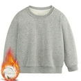 thumbnail image 2 of Feancey Kids Crewneck Sweatshirt Cotton Casual Long Sleeve Shirts for Toddler Boy Girls Fleece Lined Warm Pullover Tops Solid Color Tshirt Gray 11-12 Years, 2 of 7