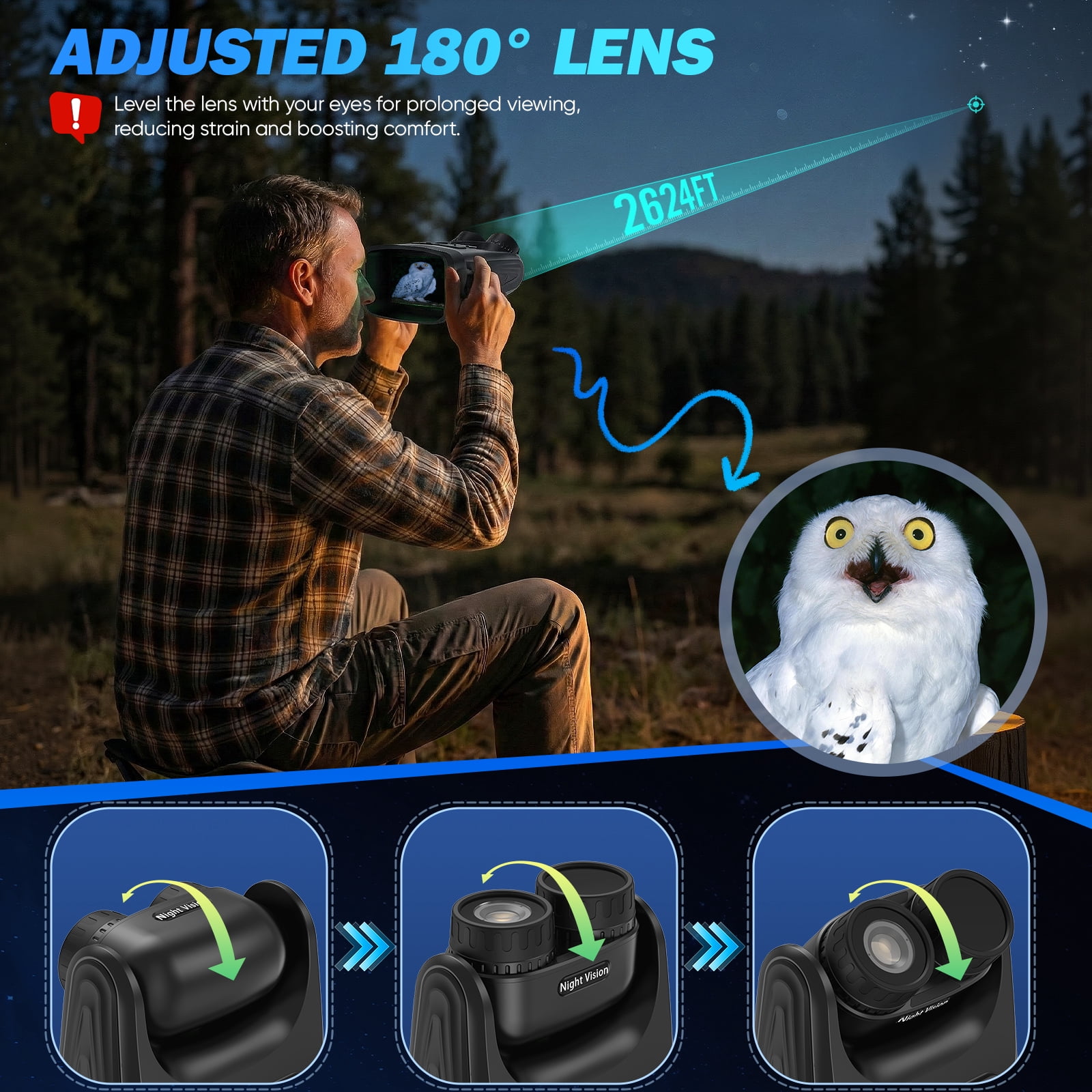 Night Vision Binoculars-15X Infrared Night Vision Googles 10000mAh Large Battery, 4'' Screen-Adults Binoculars for Day and Night Hunting Camping,Wildlife& Surveillance