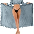 thumbnail image 2 of Womens Beach Pareos Sarong Sheer Long Swimsuit Cover Ups Bikini Wrap Skirt Sky Blue One Size, 2 of 8