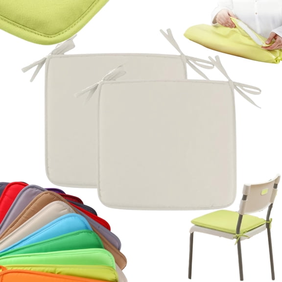 15x15 Square Strap Garden Outdoor Chair Pads,Seat Pads with Ties Soft,Removable Covers for Easy Clean,Thin Outdoor Reversible Chair Cushions Square for Kitchen Dining Patio Garden