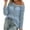 Light Blue, variant on EDFBUYKRS Women's Plus Size V-Neck Tee with Long Sleeves, Sizes S