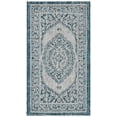 thumbnail image 2 of SAFAVIEH Courtyard Avi Traditional Indoor/Outdoor Area Rug, 2' x 3'7", Light Grey/Teal, 2 of 9
