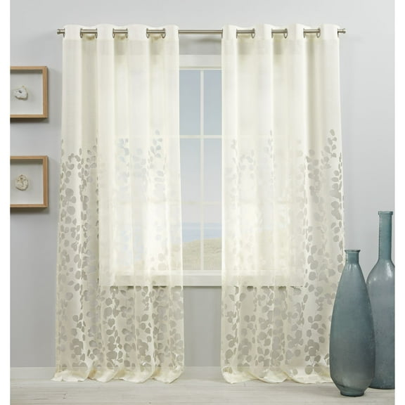Exclusive Home Curtains Wilshire Burnout Sheer Grommet Top Curtain Panel Pair, 54x84, Ivory