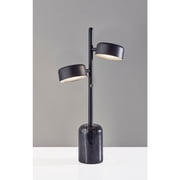 Adesso Bryant 20.75 2-Light Modern Dimmable Black Marble LED Table Lamp with Black Shades