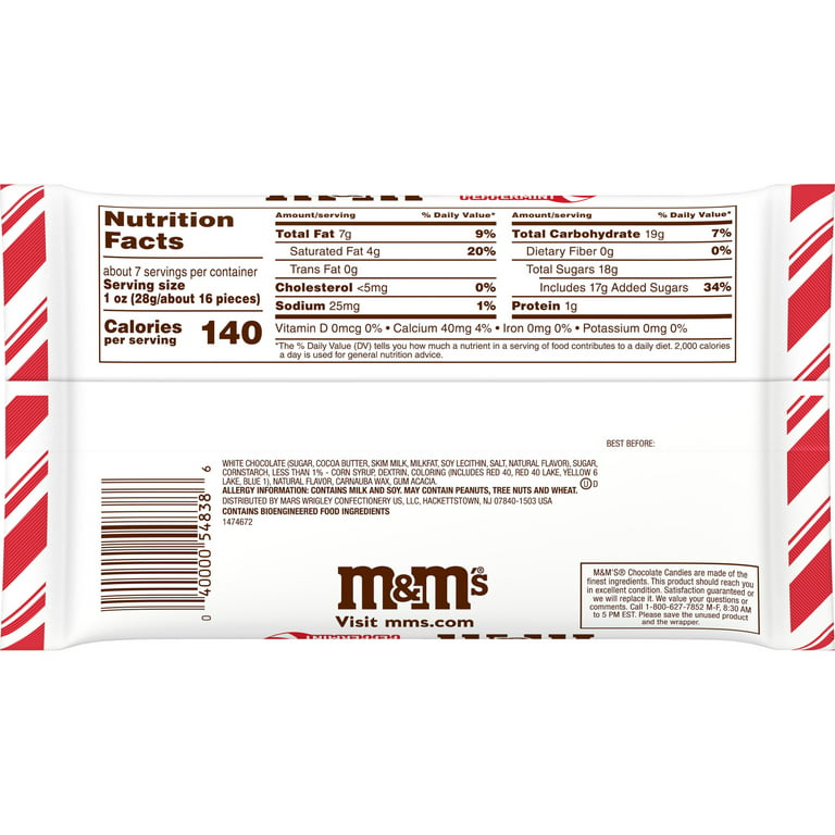 M&M's White Peppermint Christmas 7.44oz bag