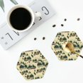 thumbnail image 4 of Honeii Camping Caravan 1 print Leather Coaster Set of 4, ideal for safeguarding your furniture from drinks spills and effortless cleanup-Hexagon, 4 of 6