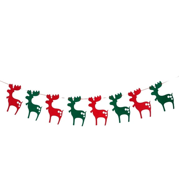 Hibiscsu Christmas Banners Flags Hanging Bunting with Reindeer Christmas Gift Box Paper Hanging Banner Christmas Decorations Indoor Party Supplies