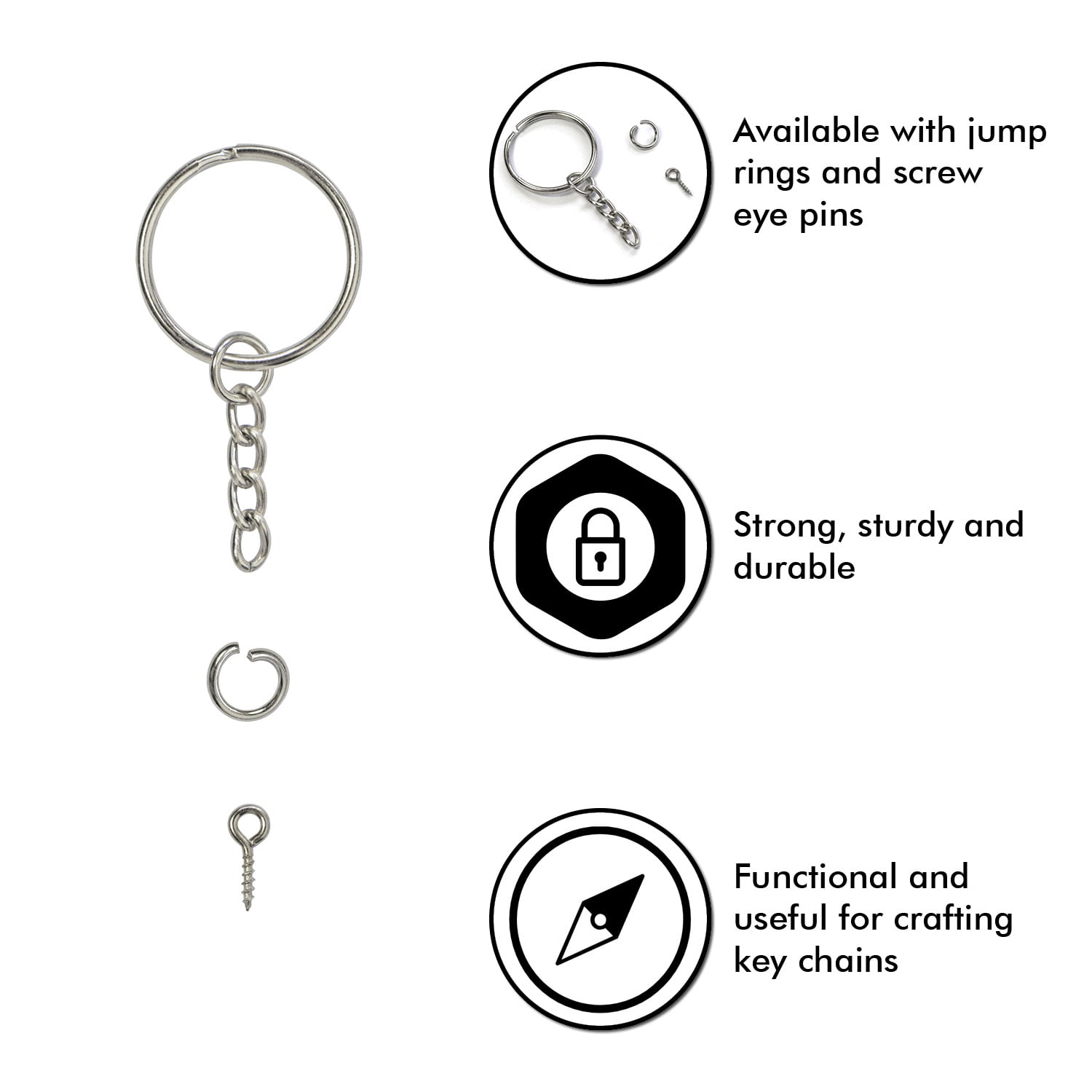 Nickel Plated Metal Buckle Open Jump Rings Key Ring With Key - Temu