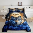 thumbnail image 2 of Homewish Jungle Wolf Family Bedding Comforter Set for Adult, Blue Rose Flower Floral Twin Comforter Sets, Western Bohemian Style Reversible Bedding Set, Lightweight Room Decor, 2-Piece, 2 of 8