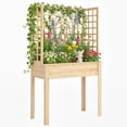 thumbnail image 1 of Outsunny Jardinière Surélevée en Bois avec 3 Treillis, 1 of 10