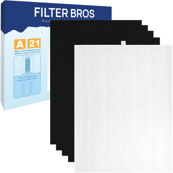 Filter Bros HEPA Replacement Filter A Compatible with Winix 115115 Plasmawave Series Home Air Purifiers 6300, P300, 5300, 5500, 5500-2, 5300-2, 6300-2, 9500, C535