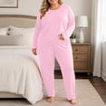 thumbnail image 2 of QQZ Women's Plus Size Crew Neck Thermal Long John Set, Relax Fit Lounge Top & Pants, Moisture-Wicking Heat Retention Two-Piece Suit for Cold Weather Indoor Layering Warmth, 2 of 9
