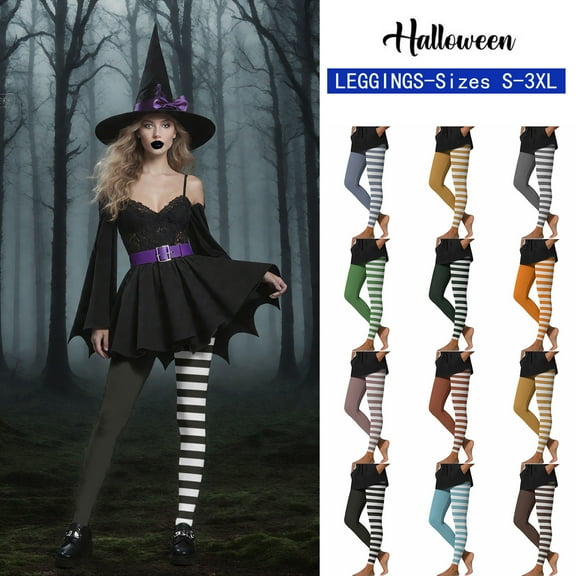 GERsome Womens Leggings Striped Footless Stretchy Tights Pants Workout Leggings Funny Graphic High Waist Party Leggings Size L