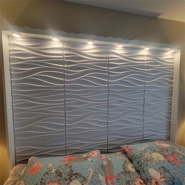 Art3d 12-Pack PVC 3D Wall Panel Wave Design 19.7