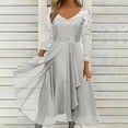 thumbnail image 3 of QJUHUNG Robe Midi Formelle pour Femmes Soirée Été Col en V Manches Courtes T-Shirt Soirée Invité de Mariage Style Asymétrique B-8 Cocktail Gris_i L, 3 of 6