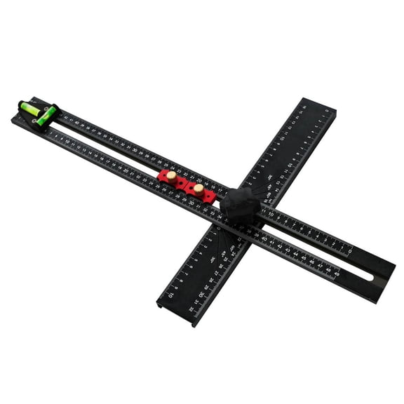 Suodoka 21.26 inches / 54 cm T Square with Bubble Level 90 45 Degree Multi Angle Measuring Tool Adjustable Combination Ruler for Woodworking Black
