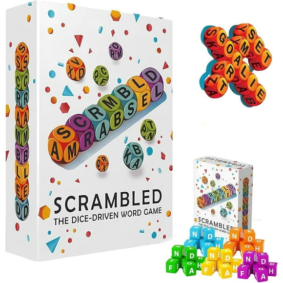 Scrambled Dice Game, Shuffling The Dice-Driven Word Games for 1-5 Players, Fast-Paced Adult Party Game for Family Fun Travel-Friendly