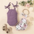 thumbnail image 4 of Dooleck Ribbed Baby Girl Clothes Strap Bodysuit Floral Bloomer Shorts Infant Outfit, 4 of 8