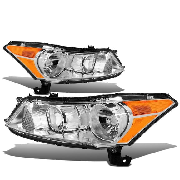 DNA Motoring For 08-12 Honda Accord Sedan JDM Chrome Amber Corner Headlight Lamps Pair