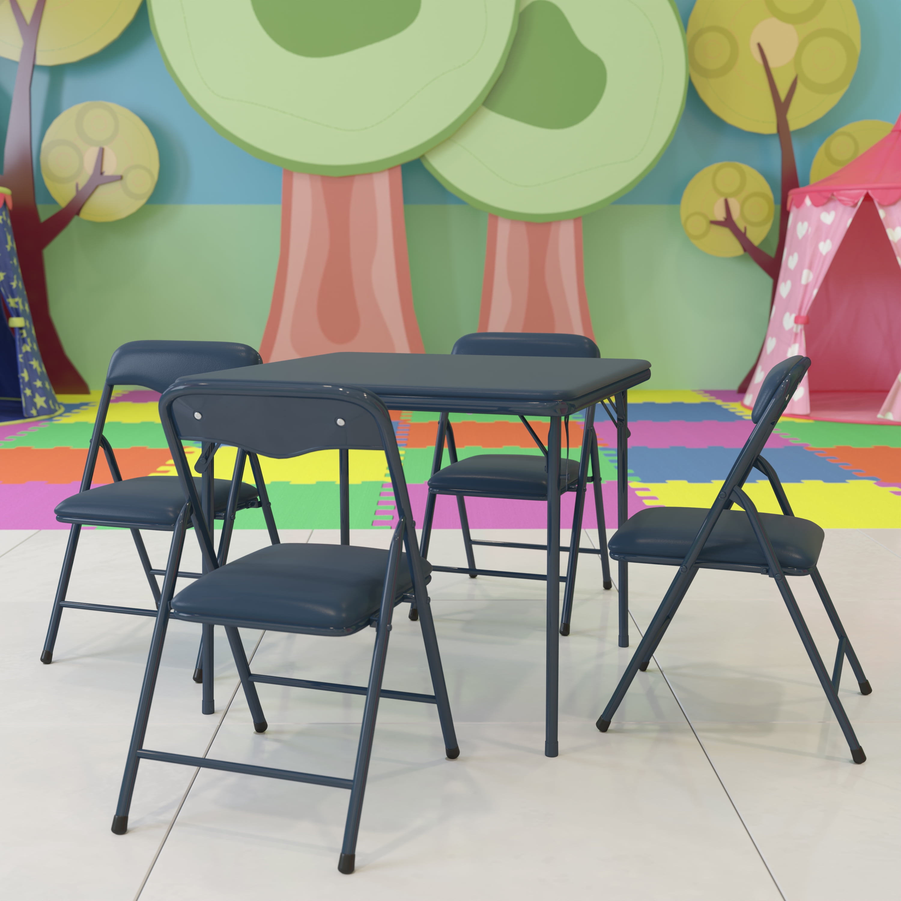 Flash furniture kids colorful 5 piece folding table and chair set hotsell