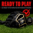 thumbnail image 6 of Franklin Sports Meshtek Kids Teeball Glove + Ball Set, 9.5 in, Black/Gold, Right Hand Throw, 6 of 7