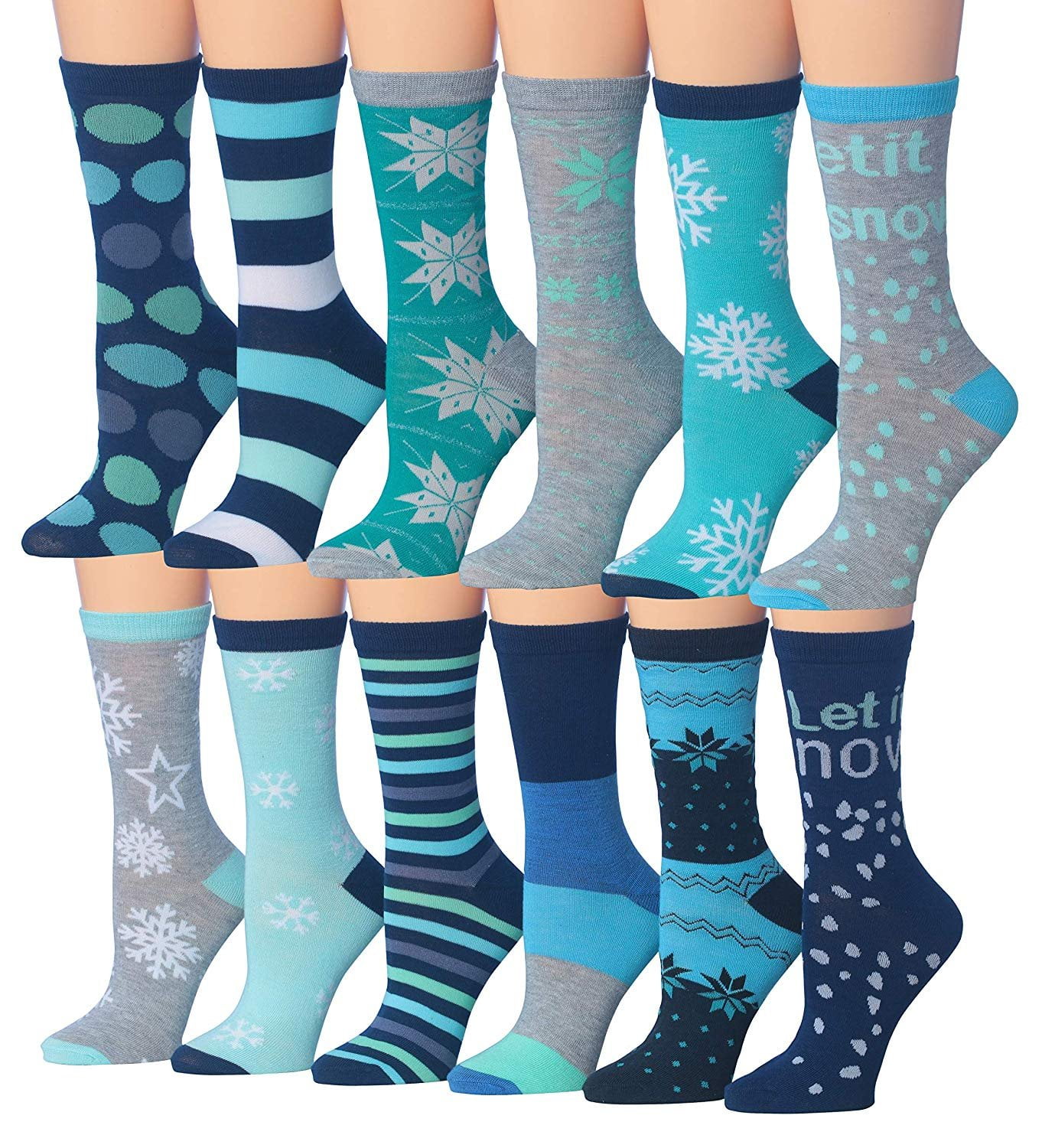Tipi Toe - Tipi Toe Women's 12 Pairs Colorful Patterned Crew Socks ...