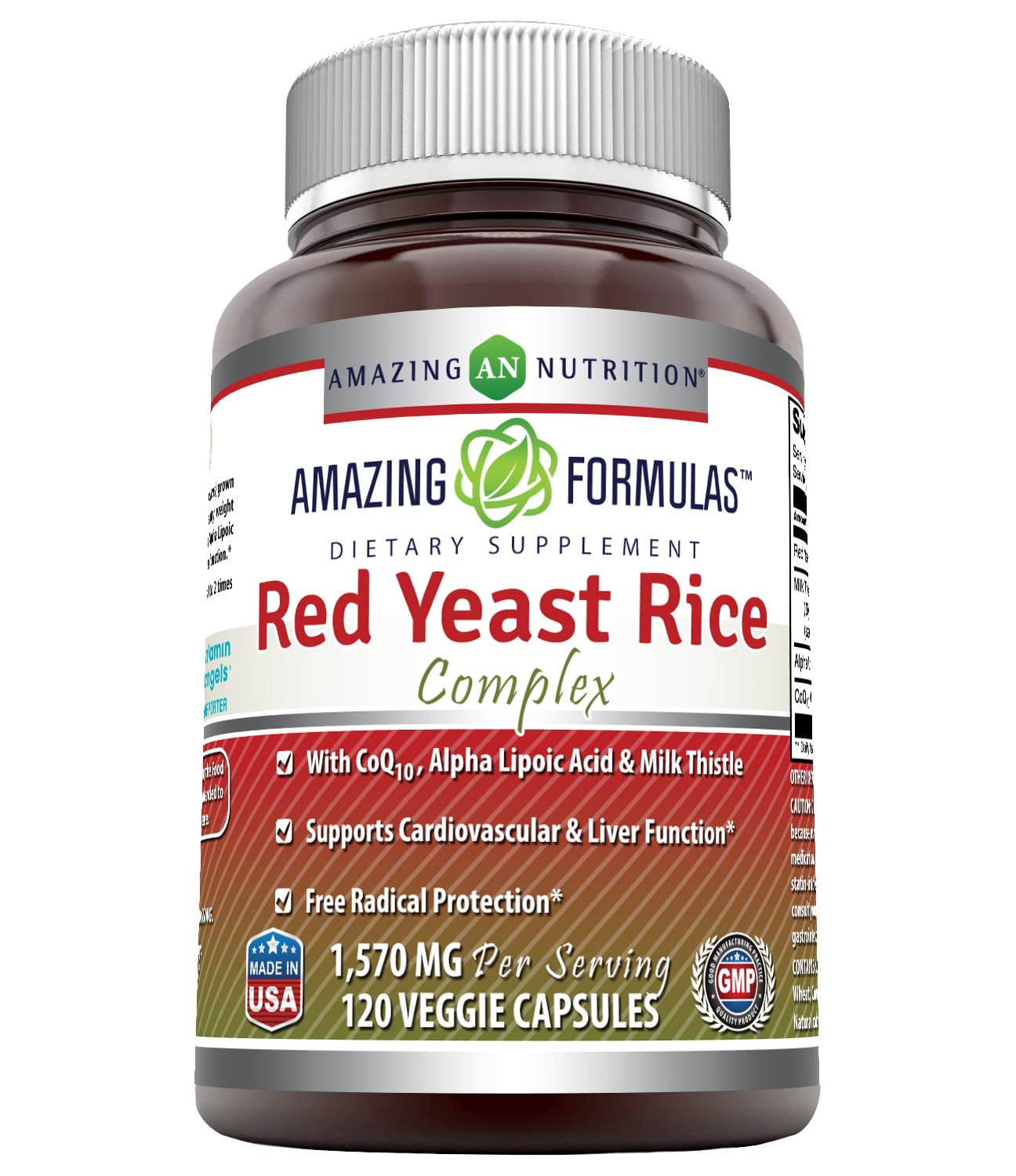 Amazing Formulas Red Yeast Rice Complex 1570 mg per Serving 120 Veggie